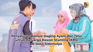 Penyaluran Bansos Daging Ayam dan Telur untuk Keluarga Rawan Stunting (KRS) di Desa Sidomulyo